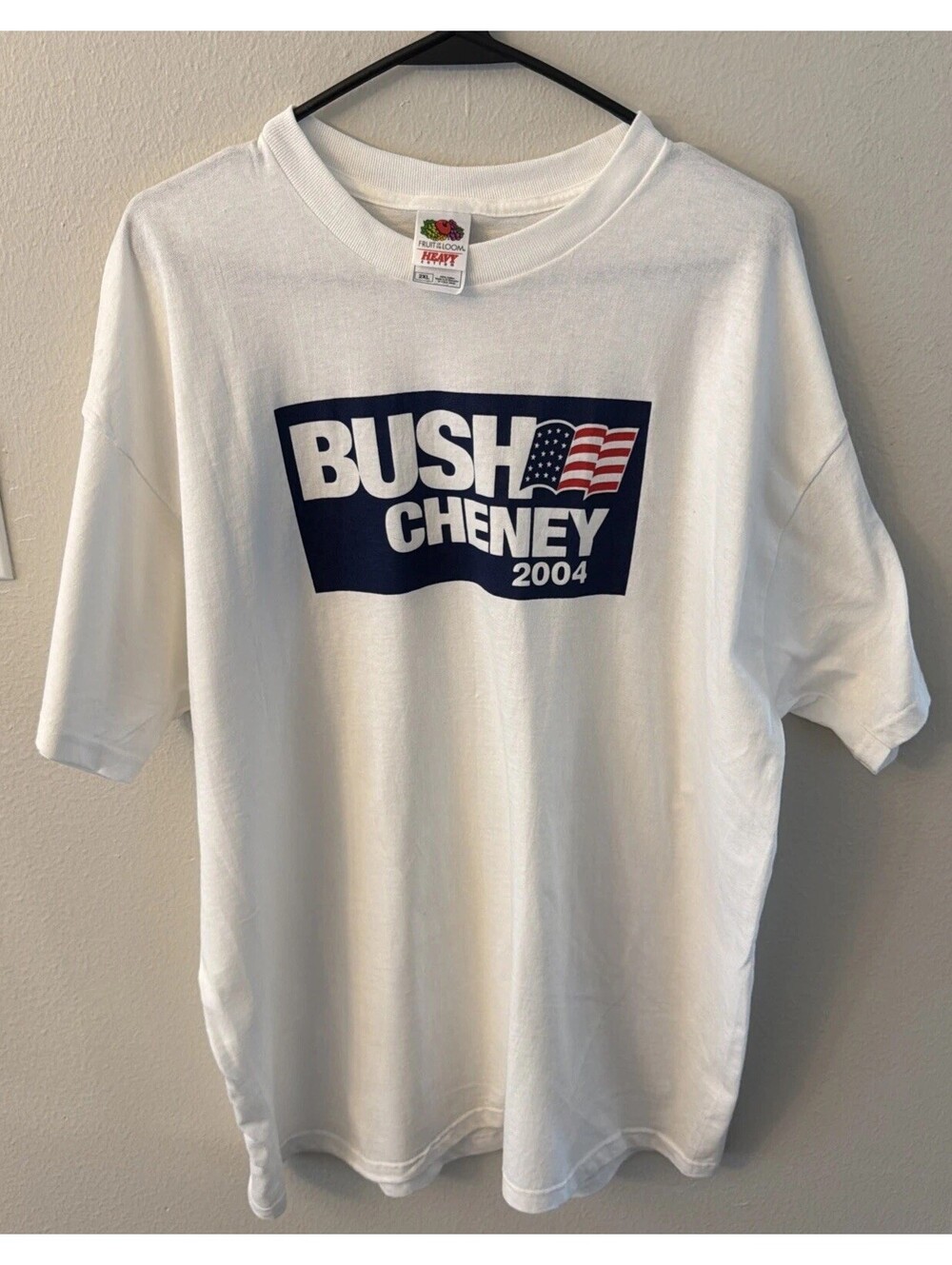 Vintage Bush Cheney 04 Presidential Campaign T Shirt Large White Political USA